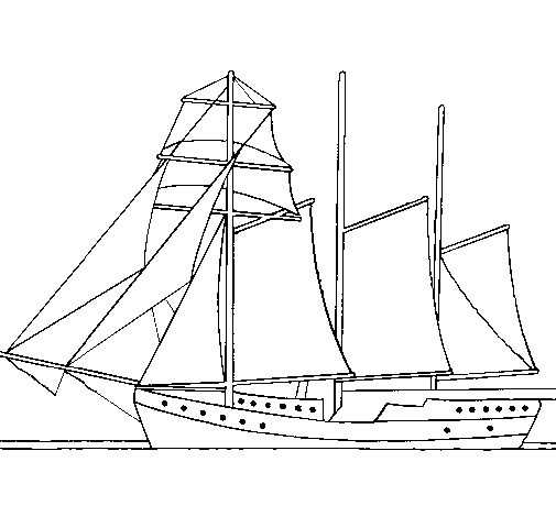 Desenho de Veleiro de três mastros para Colorir
