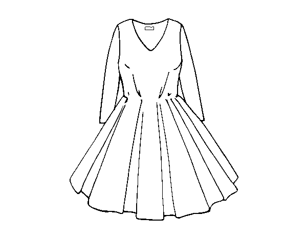 Desenho de Vestido com saia rodada para Colorir