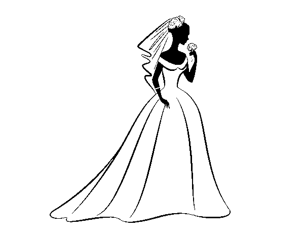 Desenho de Vestido de casamento i véu  para Colorir