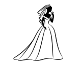 Dibujo de Vestido de casamento i véu 