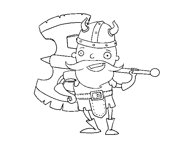 Desenho de Viking com machado grande para Colorir