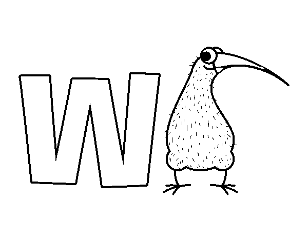 Desenho de W de Kiwi para Colorir