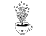 Desenho de Xícara de café kawaii para colorear