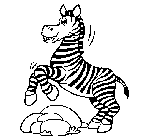 Desenho de Zebra a saltar pedras para Colorir